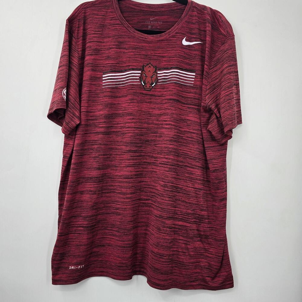 Arkansas Razorbacks Shirt Mens XL Red NCAA Football Nike Dri Fit Heathered - Picture 8 of 10